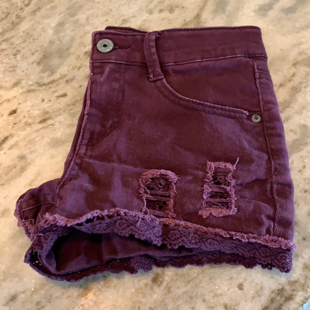 Cute adjustable burgundy jean shorts